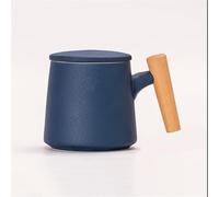JVNALwnkv Juegos de té retro, taza de té, tetera de cerámica/vidrio, taza de cerámica con mango de madera con tapa y cuchara, taza de agua de gran capacidad, taza de café