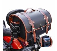 JVTMMY Bolsa Moto para Harley Davidson Electra Glide Hightway King, Bolsa Trasera de Cuero Impermeable, Gran Capacidad, Bolsa Equipaje Moto para Casco Viaje Touring Uso Diario,D Orange+Brown