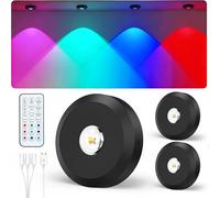 JVURICE Vitrinenbeleuchtung Led,Schrankbeleuchtung RGB Led Spot Akku USB Aufladbar Mini 180H Energiesparend Magnet Dimmbar Unterbauleuchte Kabellos Küche Schrankbeleuchtung mit Timer Fernbedienung