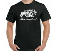 JVXZCNUYW Tractor T-Shirt Farmer Farming for My Wife Mens Funny Driver Farm Fathers Day Black