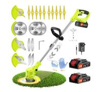 Jwdj - Cortador de borde inalámbrico con batería de 21 V, desbrozadora eléctrica inalámbrica con 2 baterías de 2,0 Ah y 650 W, con motor de 6000 rpm, eficiente y fácil