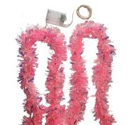 JWFBDB 1 Guirnalda navideña de oropel metálico Brillante for 50 Luces LED, Decoraciones Colgantes Gruesas for Fiestas Navidad en Interiores y Exteriores(Pink-5m)