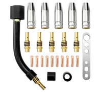 JWFBDB 24 piezas de consumibles for soplete soldadura 15AK, protector electrodo, puntas varilla enlace, cuello cisne, curva 0,8 mm/1, mm for máquinas(0.8mm)