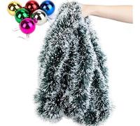 JWFBDB Guirnalda de Cintas oropel navideñas, Corona caña Verde, Adornos Colgantes for árbol Navidad, Decoraciones for Bodas, Fiestas y el hogar(Style G with 6ball,30pcs(60M))