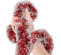 JWFBDB Guirnalda de espumillón navideño metálico 2 m for Punta Escarcha Verde, decoración Colgante for el Techo, Suministros for Fiestas navideñas(Red)