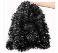 JWFBDB Guirnalda de oropel Halloween 2/30 m, Adornos navideños, Cintas caña Blancas y Negras, Colgante for decoración Fiestas DIY(Black-10M)