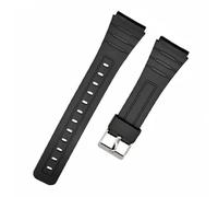 JWFDBDB Pulsera de silicona 18, 20 y 22 mm compatible for CASIO W800H SGW400, correa resina 12, 14 16 for F84, F91W, AE1200/1300, A158/168 F105/108(Black-silver,20mm)