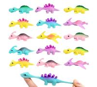 jwogngls 25 piezas de juguete de dinosaurio con tirachinas, juguete de dedo de dinosaurio elástico, dinosaurio de dedo volador, juguete de fiesta de dinosaurio para niños (color aleatorio)