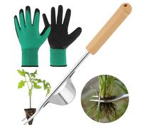 jwogngls Extractor Malas Hierbas, Escardador con Mango de Madera，Extractor de Maleza de Acero Inoxidable, Arrancador de Hierbas Manual para Escardary Arrancar