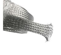JWOO Manguito de Cable Trenzado de 10 m, 2-18 m, Acero Inoxidable 304, Funda de Metal, Malla de Piel de Serpiente Plateada, Protector de Cables(10mm)