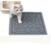 JWPET Alfombrilla de arena para gatos, sin BPA, impermeable y antideslizante, alfombrilla acolchada suave para patas de gato, alfombrilla para recoger arena para bandeja de arena (gris, 35 x 24