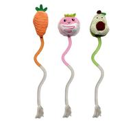 JWPET Juego de 3 juguetes de cuerda de gato de peluche con hierba gatera, juguetes interactivos para masticar para entrenamiento de dentición, perfecto para gatos pequeños y medianos, regalo atractivo