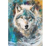 JWPSHIJIE 5D DIY Pintura de Diamante Kit Completo, Patrón de lobo animal,D,50 * 70cm Diamond Art Painting por Número Kit, Pedrería Bricolaje Bordado de Punto de Cruz por Decoración Pared Hogar