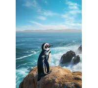 JWPSHIJIE 5D DIY Pintura de Diamante Kit Completo, Pequeño Pingüino En La Roca,C Diamond Art Painting por Número Kit, Pedrería Bricolaje Bordado de Punto de Cruz por Decoración Pared Hogar