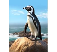 JWPSHIJIE 5D DIY Pintura de Diamante Kit Completo, Pequeño Pingüino En La Roca,L Diamond Art Painting por Número Kit, Pedrería Bricolaje Bordado de Punto de Cruz por Decoración Pared Hogar