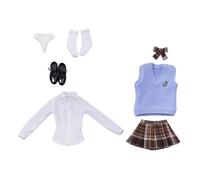 JWQFBC 7 Piezas de Ropa para Muñecas Femeninas a Escala 1/6, Disfraz Escolar para Niñas, Ropa en Miniatura para Muñecas de 12 Pulgadas, Accesorios para Muñec, Violeta