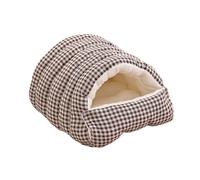 JWQFBC Cama para Perros y Gatos Casa Refugio con Cojín Extraíble Nido Seguro de Felpa Espesa Auto Calefacción Fácil de Adecuada para Uso en, Gris, S