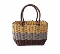 JWQFBC Canastas Organizadoras Multiusos Tejidas a Mano para Baño y, para para regalos, Cesta de compras tejida a mano, color marrón, gris y caqui, 34cm x 24cm x 14cm, Grande