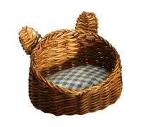 JWQFBC Cesta en Miniatura 1/12, Manualidades para Juegos de Rol, Artículos para Casitas de Juegos, Nido para Gatos, para Mascotas (gatos Y Perros) Par, Enrejado Oscuro
