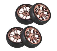 JWQFBC Juego de 4 Neumáticos de Repuesto para Coches RC de 31 Mm de Diámetro con Llanta Y Neumático Agarre para Coches de Turismo de Carretera a Esca, Oro