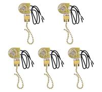JWQFBC Juego de 5 Interruptores de Cadena Profesionales para Ventiladores de Techo, con Cadena de Bolas, Interruptor Resistente, Oro