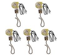 JWQFBC Juego de 5 Interruptores de Cadena Profesionales para Ventiladores de Techo, con Cadena de Bolas, Interruptor Resistente, Bronce