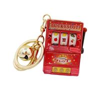 JWQFBC Mini Máquina Tragamonedas, Llavero de Juguete, Mini Juego de Arcade, Recuerdos con Campana, Regalos de Juego, Colgante de Máquina de Frutas para Niños, Rojo