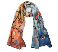 JWSilk Bufanda larga de seda Charmeuse con impresión artística clásica, Árbol de la vida de Gustav Klimt, 63" x 17"