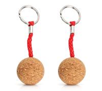 Jwthee 2 llaveros flotantes de bolas de corcho, llaveros flotantes de madera, llavero flotante de corcho, llavero náutico flotante para kayak, navegación, pesca, deportes acuáticos
