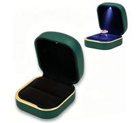 Jwthee Caja para Anillos, Caja Cuadrada de Terciopelo para Anillos de Bodas, Caja de Regalo para Joyas, Caja para Anillos de Terciopelo, Caja de Regalo para Anillos, Pendientes de (verde oscuro)