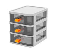 Jwthee Cajones apilables de plástico para cajones, cajas organizadoras de escritorio tipo cajón pequeño, caja de almacenamiento de escritorio de plástico transparente, organizador de escritorio con 3