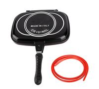 Jwthee Double Sided Frying Pan,Multi Purpose Double Grill,Multifunctional Breakfast Pan,Grill Pan Frying with Portable Anti Burn Handle Kitchen Supplies Grills Pot 32cm/12.6in