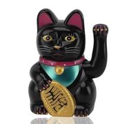 Jwthee Gato de la suerte, gato chino, lindo gato ondulante alimentado por energía solar, gato de la suerte, lindo gato de la fortuna solar, riqueza, bienvenido, Maneki Neko con brazo ondulante, gato