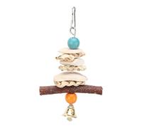 Jwthee Juguetes Colgantes para pájaros masticadores de Loros, Pico de Sepia, Jaula de Piedra para moler, Juguetes Colgantes con Campana, Bloque de Lava, suplemento de Calcio, alimento (15CM)