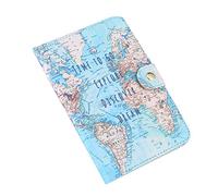 Jwthee Porta Pasaporte, Porta Pasaporte para Viajes, Funda Tipo Billetera con Porta Pasaporte, Porta Pasaporte para Familia de Viaje, Porta Pasaporte de Cuero PU con impresión Linda, (Carte du Monde)