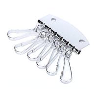 Jwthee Soporte organizador de llaves, llavero de metal con 6 cierres, cartera, bolsa de cuero, llaveros para hacer llaveros de cuero artesanales (Silver)