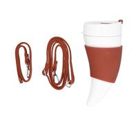 Jwthee Taza térmica, taza de cuerno vikingo, 230 ml, taza de café vikinga de acero inoxidable aislada, taza de café con forma de cuerno de cabra con tapa y correa ajustable para el hombro (blanco)