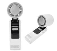 Jwthee Ventilador portátil de mano, ventilador de mano con refrigeración por hielo, mini ventilador de escritorio plegable recargable, ventilador de turbina manual, pantalla digital LED (Blanca)