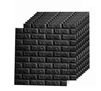 Jwthee wallpaper, Black 3D Wall Panels, 10 Pcs Black Wallpaper 3D Wall Sticker,peel and stick walls panels Waterproofs Self Adhesive Peel and Stick Wallpapers 35x38cm