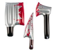 JWTRSVTY 3 PCS Cuchillo Inflable De Halloween, Halloween Inflable Cuchillo， Simulación De Axe Falso De Sangre, con Inflable Cuchillo Hacha y Cuchilla Set, para Halloween, Broma, Cosplay Decoraciones
