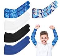JWTRSVTY 5PCS Anti-UV Mangas Protectoras, Manga De Brazo Camuflaje Táctico Set, Manguitos UPF 50+ Refrescantes, Transpirable Unisex Manguito Hielo,Manga Protectora Solar Para 7-11 Años Niños(5 Colore)