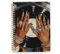 JWVK Inspirational Black Girl Spiral Notebook, Trendy Retro Y2k Vinyl Record Music Notebooks for Note Taking, African American Gifts for Black Women, Music Lover Gifts, 5.5x8.3 Inch