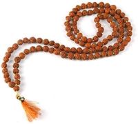 JX2 Rudraksha Mala - Collar de 108 cuentas, cuentas naturales del Himalaya Rudraksha con cuentas de oración para muñeca Mala, 9 mm