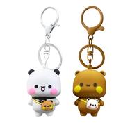 JXAXD 2 Piezas Llaveros Bubu Dudu, Llaveros Bubu y Dudu, Llaveros para Parejas, Llavero de Panda, Llavero Lindos de Dibujos Animados, Regalos para Parejas, para Bolso, Mochila, Llaves de Coche
