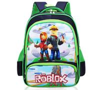 JXBBAAC Mochila Infantil, Mochila Escolar 3D Verde con Patrón de Dibujos Animados, Resistente al Agua, Multifuncional para Niños