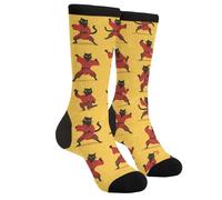 JXBFVUG Divertidos calcetines novedosos casuales atléticos locos para mujeres y hombres regalos, Kung Fu Cat, Altoa única