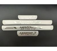 JxbJQQ Decoración del Protector del umbral de la Puerta del Coche para Mazda 3 2015-2023, Accesorios del Ajuste del Coche de la aleación de Aluminio