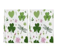 JXDXHCW Clover - Paños de cocina con diseño floral de corazón de Gragonfly para cocina, altamente absorbentes, con lazo para colgar, paño de cocina de poliéster, 72 x 45 cm, paquete de 2