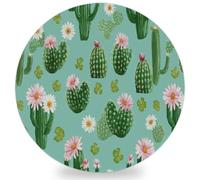 JXDXHCW Juego de 1 posavasos de cerámica absorbente con base de corcho, diseño de corazón de cactus rosa y flor redonda para el hogar, cocina, bar, 10 cm