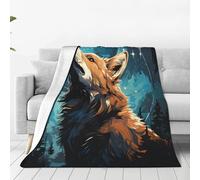 JXDXHCW Manta con estampado de lobo que pasa por alto todo, mantas esponjosas y ligeras para sofá cama, 150 x 125 cm